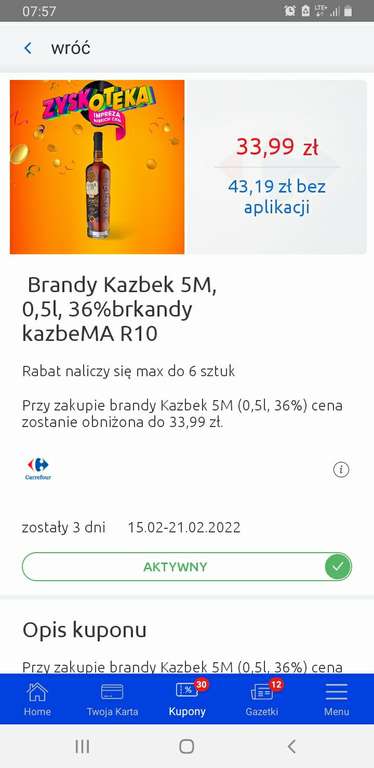 Brandy Kazbek 5M 0,5l (w aplikacji)