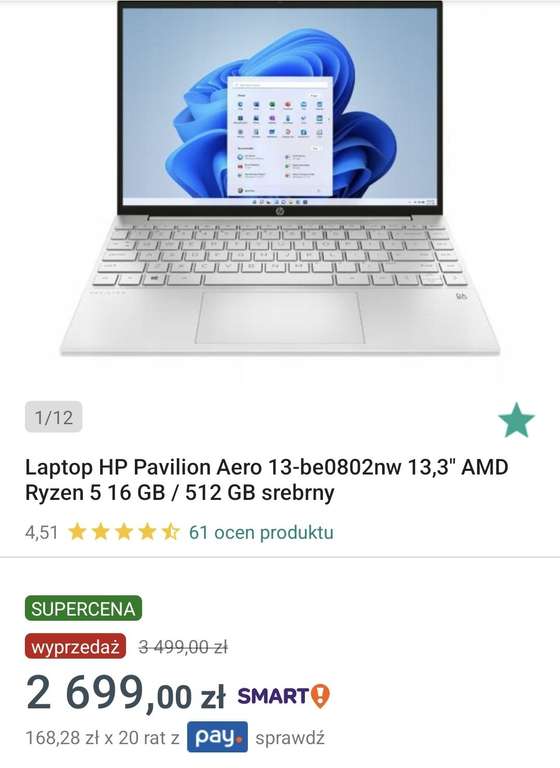 Laptop HP Pavilion Aero 13 Ryzen 5600U 16GB 512GB