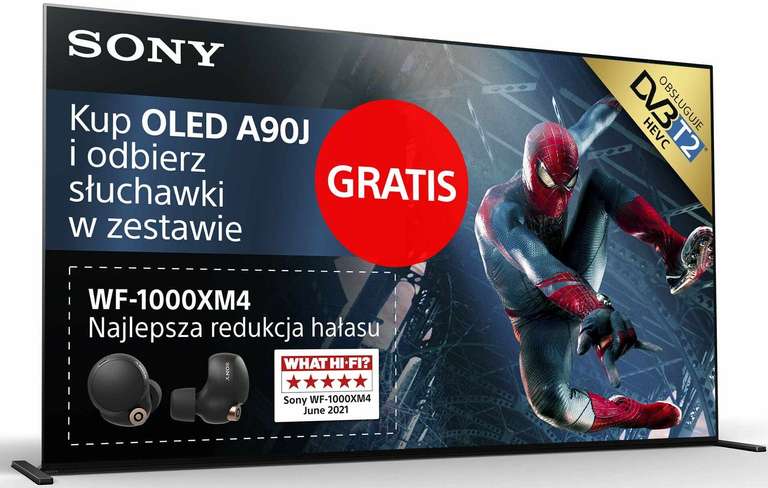 TV Sony XR55A90JAEP + Sluchawki WF-1000XM4 za 1zł