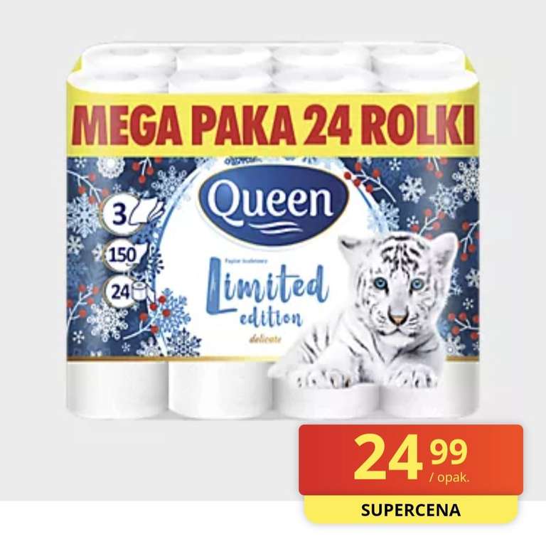 Papier toaletowy Queen 3-warstwowy 24 rolek (1 rolka = 1,04zł) @Biedronka