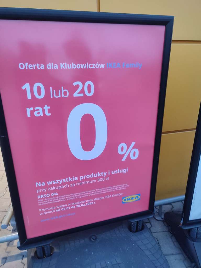 Ikea raty 0% na 10 lub 20 miesięcy