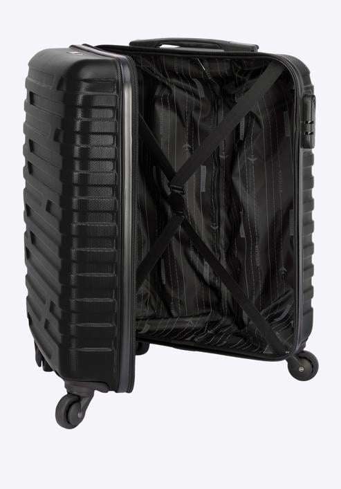 Walizka kabinowa z ABS-u w geometryczny deseń czarna