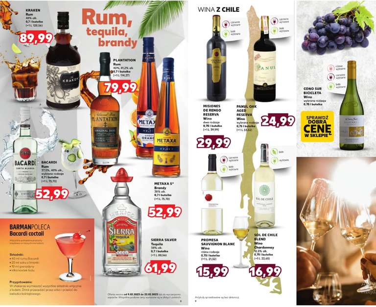 BAREK KAUFLANDU - wódki czyste i smakowe, likiery, whisky, giny, rumy, tequile, brandy - oferta zbiorcza ważna od 09.02.2023 do 22.02.2023