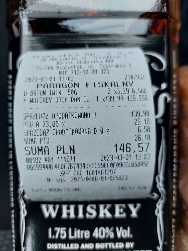 Jack Daniels Whiskey 1.75l @Stokrotka, Białystok