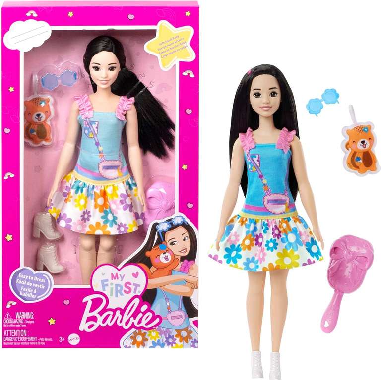 Moja Pierwsza Barbie Renee Elastyczna lalka (brunetka), lisek, akcesoria, HLL22