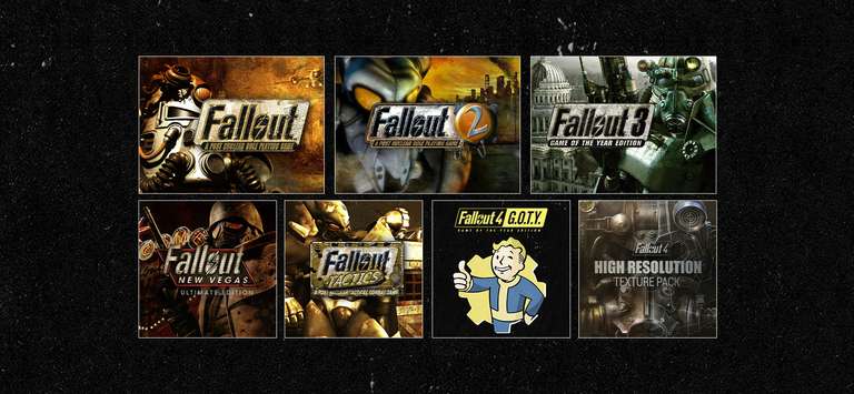 GOG Fallout bundle: Fallout 1 oraz 2, Fallout Tactics, Fallout 3 GOTY, Fallout New Vegas Ultimate. Fallout 4 GOTY
