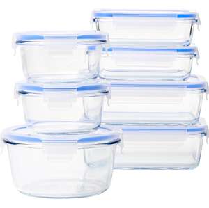 Szklane pojemniki do przechowywania żywności Amazon Basics, 7 sztuk