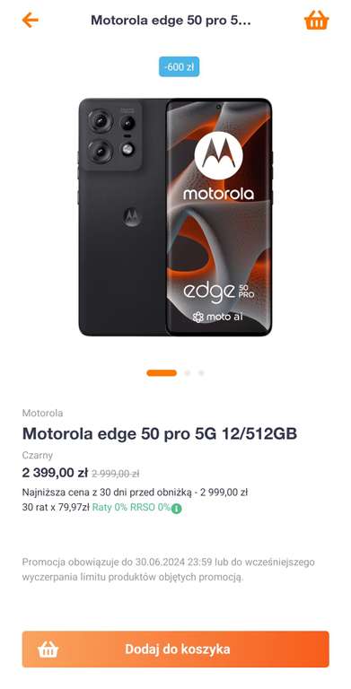 Smartfon Motorola Edge 50 Pro 12/512GB ORANGE FLEX