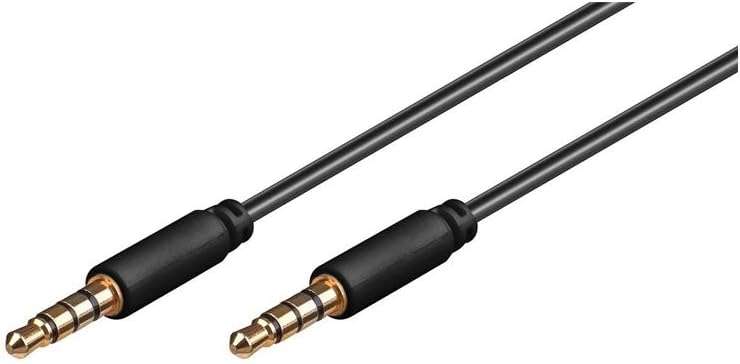 Goobay 63824 kabel AUX, kabel audio, wtyczki jack 3,5 mm (4-pinowe, stereo), 0,5 metra, czarny