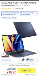 Laptop ASUS VivoBook D1603QA-MB133 16" IPS R5-5600H 16GB RAM 512GB SSD