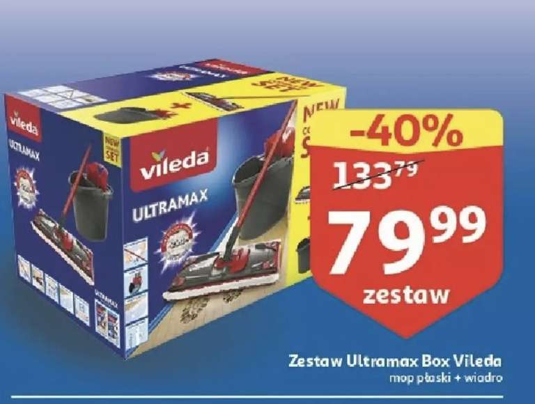 Zestaw Ultramax Box Vileda mop płaski + wiadro w Auchan