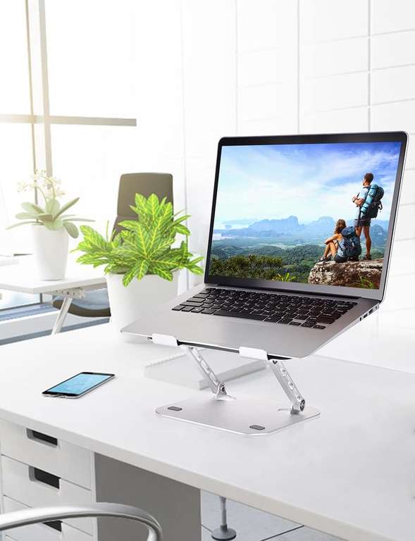 Usoun Stojak pod laptopa, regulowana podstawka pod notebooka, ergonomiczny stojak na biurko, regulowany, metalowy