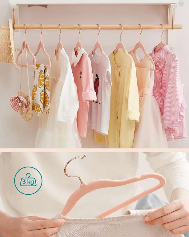 Wieszaki na ubrania dziecięce, zestaw 30 szt. - antypoślizgowe, pokryte welurem - okazja dla posiadaczy z Prime @Amazon