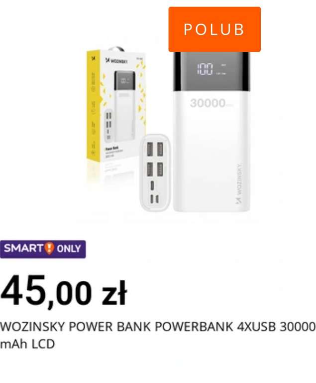 Powerbank Wozinsky 30000 mAh biały