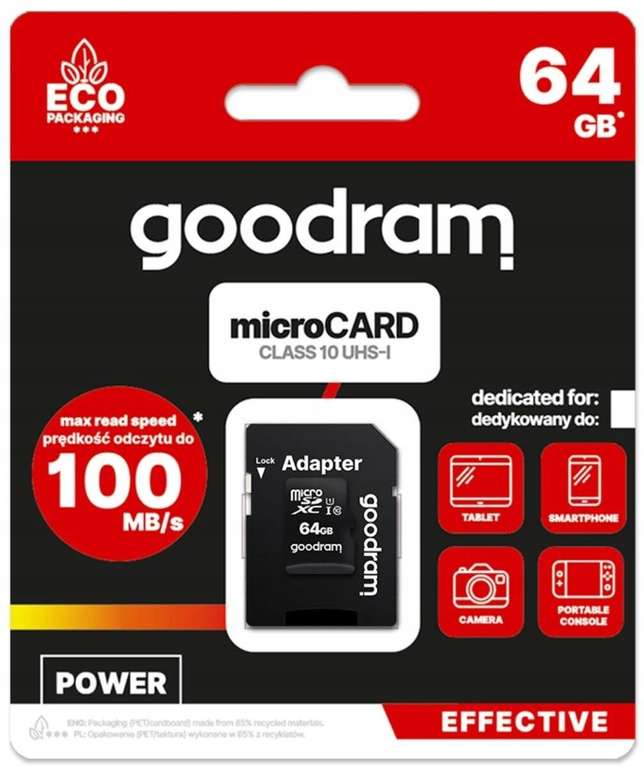 Karta pamięci GOODRAM Power microSDXC 64GB + Adapter