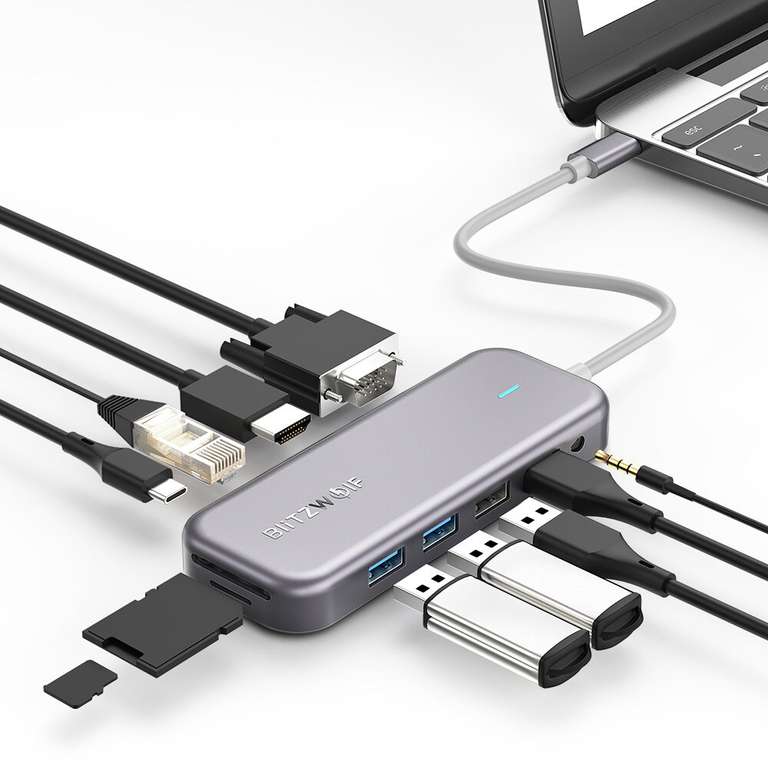 Hub USB-C 11w1 BlitzWolf BW-TH8 (100W, 4K 30Hz) @ Banggood