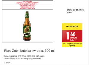 Piwo Żubr but. zw. 0,5L 10+10 gratis @Biedronka