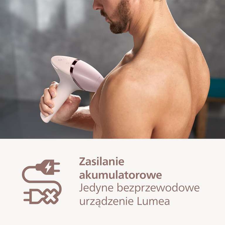 Philips Lumea IPL z serii 9000 Urządzenie do usuwania włosów z technologią SenseIQ, 4 nasadki: do ciała, twarzy do użytku bezprzewodowego