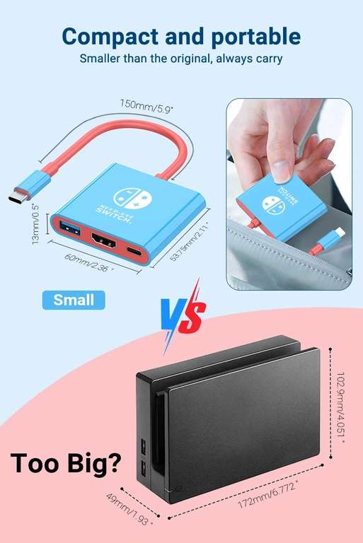 Hub USB-C Gopala do Nintendo Switch (HDMI, USB, USB-C) | $5.26 @ Aliexpress