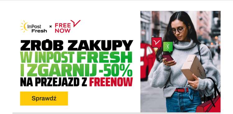 Zrób zakupy w InPost fresh i zgarnij kod na -50% do FREENOW max 12 zł