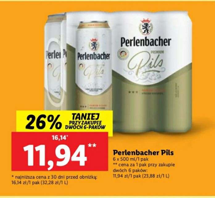 Piwo Perlenbacher Pils cena przy zakupie dwóch 6-paków