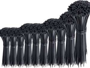 1000 sztuk czarne trytytki, opaski kablowe 100/150/200/250/300 mm x 3,6 mm