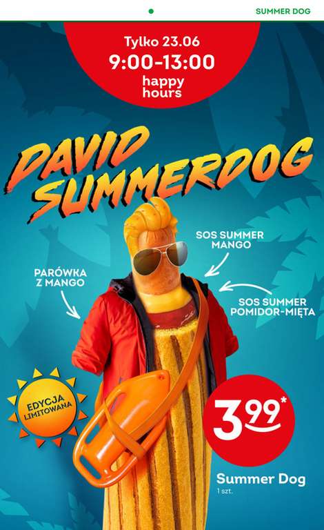 Mały Hot Dog za 3.99zł z aplikacją (+ limitowany Summer Dog) 23.06 od 9:00 do 13:00 - Żabka
