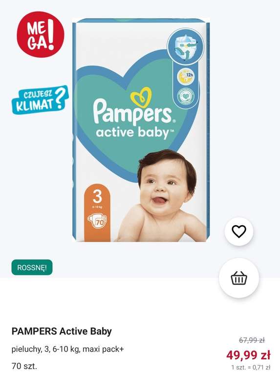 Pampers active baby 3 po 0,71 zł / szt