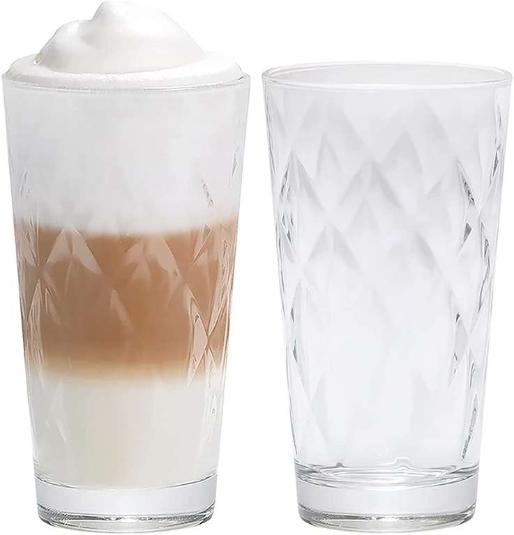 Vitrea Zestaw 6 szklanek do kawy Latte Macchiato o pojemności 370 ml, 6 szklanych słomek do picia 23 cm, 1 szczotka (Kaleibi Latte)