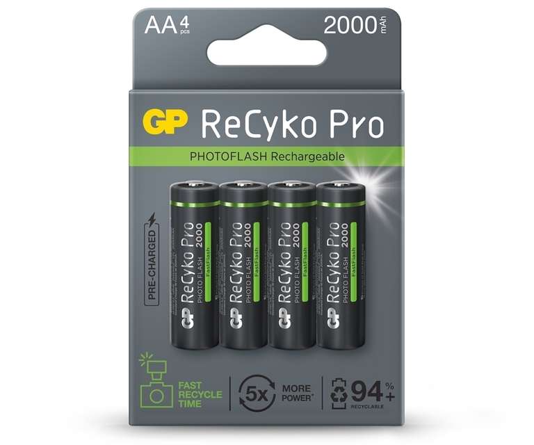 Akumulatorki GP Recyko+PRO PhotoFlash R6/AA 2000mAh 4szt EB4 1,2V Ni-MH
