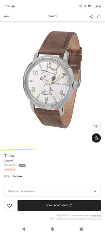Zegarek kwarcowy Timex Welton Snoopy