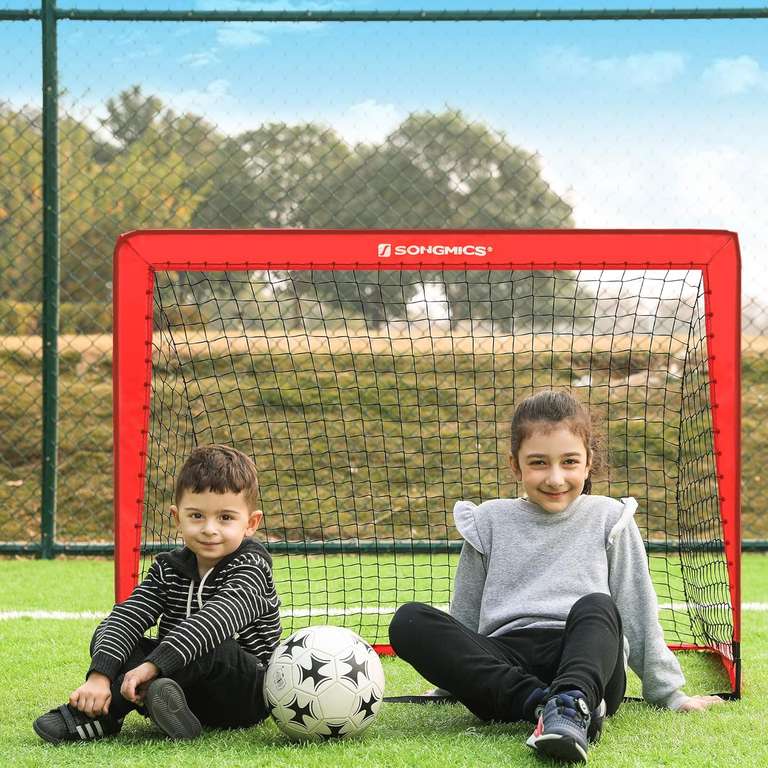SONGMICS Składane bramki do piłki nożnej- zestaw 2 szt. dla dzieci, czerwone