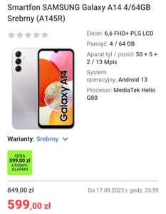 Smartfon SAMSUNG Galaxy A14 4/64GB Srebrny (A145R)