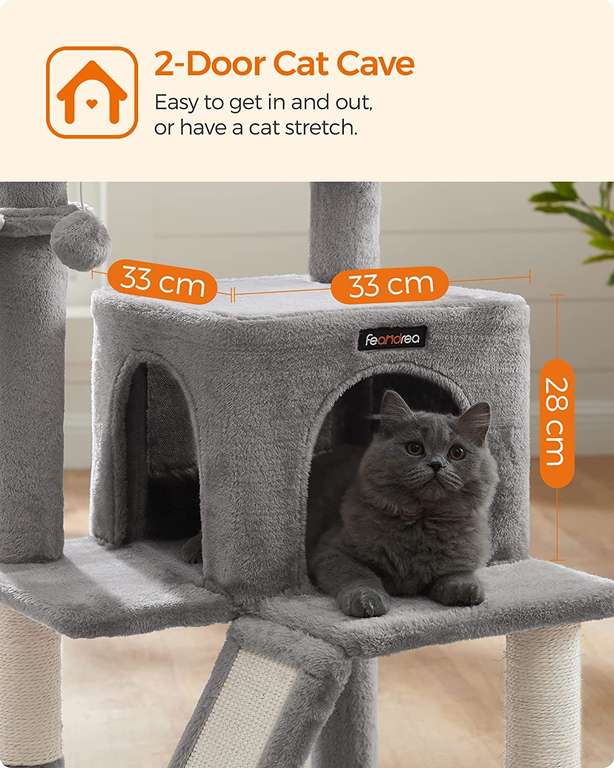 Drapak Feandrea Songmics dla kota z balkonami i hamakiem (wysokość 1m) @ Amazon