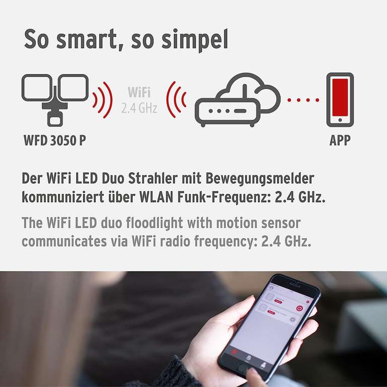 Brennenstuhl Connect reflektor LEDConnect WiFi z czujnikiem ruchu WF 2050 P LED 20W do użytku zewnętrznego