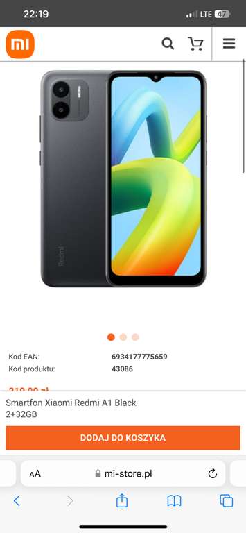 Smartfon Xiaomi Redmi A1 Black 2+32GB
