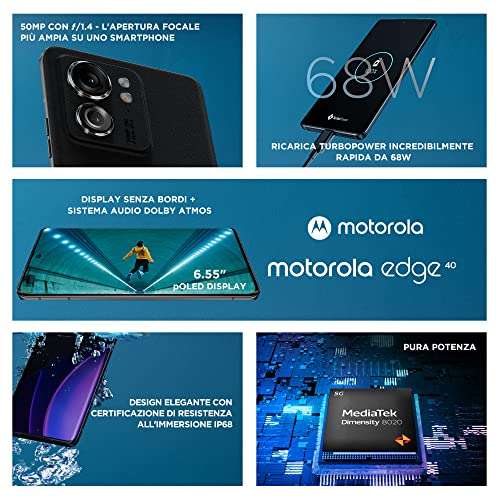 Smartfon Motorola EDGE 40 8/256 GB, 4 kolory- Amazon.it