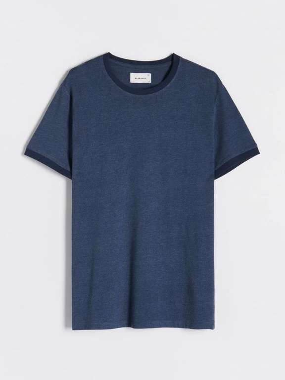 T-shirt męski regular z kontrastową lamówką - Reserved - różne kolory - XS, S, M