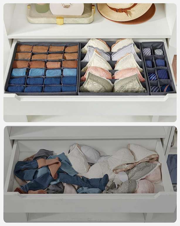 Pudełka do przechowywania bielizny, zestaw 8 sztuk, organizer do szuflad (materiałowe) @ Amazon