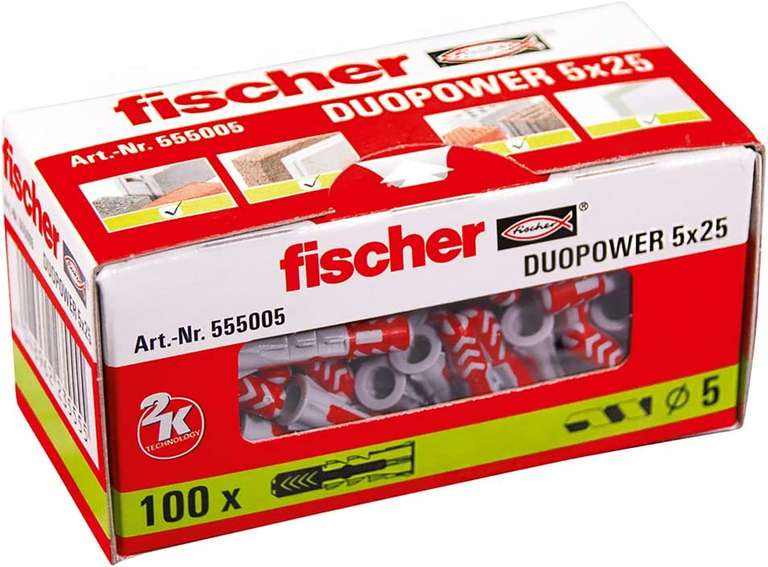 Kołki rozporowe 100 sztuk Fischer 5x25