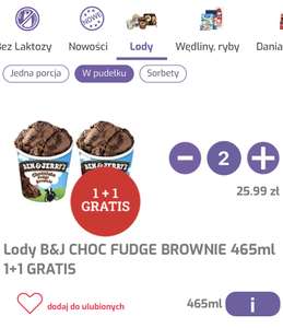 Lody Ben & Jerry's Chocolate Fudge Brownie 465 ml (2 za 1) w Lisek App