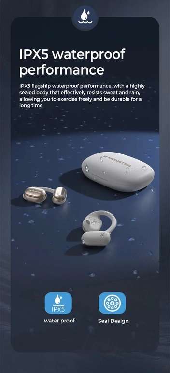 Słuchawki bezprzewodowe Monster OPen (otwarta konstrukcja, IPX5, Bluetooth 5.3) | Wysyłka z CN | $10.19