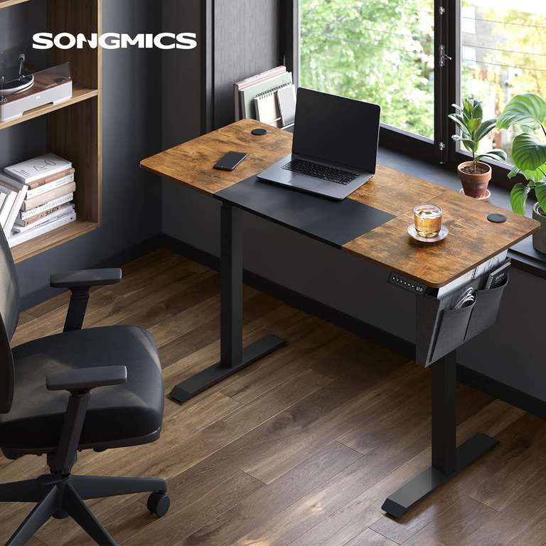 [Cena z Prime] SONGMICS Elektryczne biurko z regulacją wysokości, 60 x 140 x (72-120) cm, vintage
