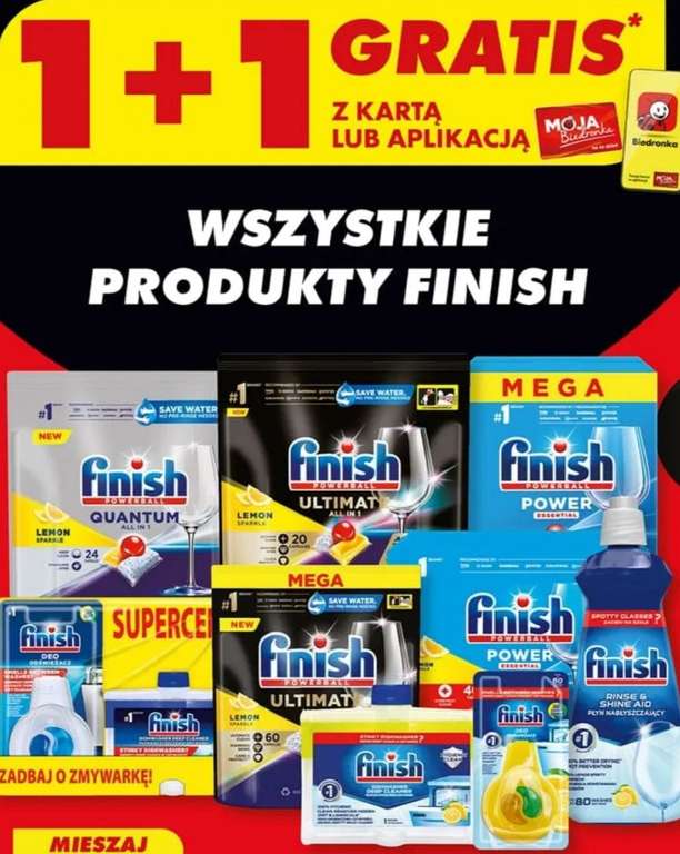 Wszystkie produkty FINISH 1+1 gratis. Biedronka (21.11)