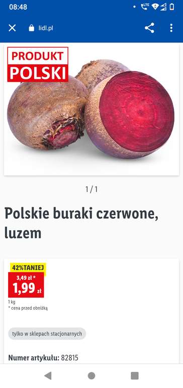 Polskie buraki czerwone 1,99 zł/kg w Lidlu
