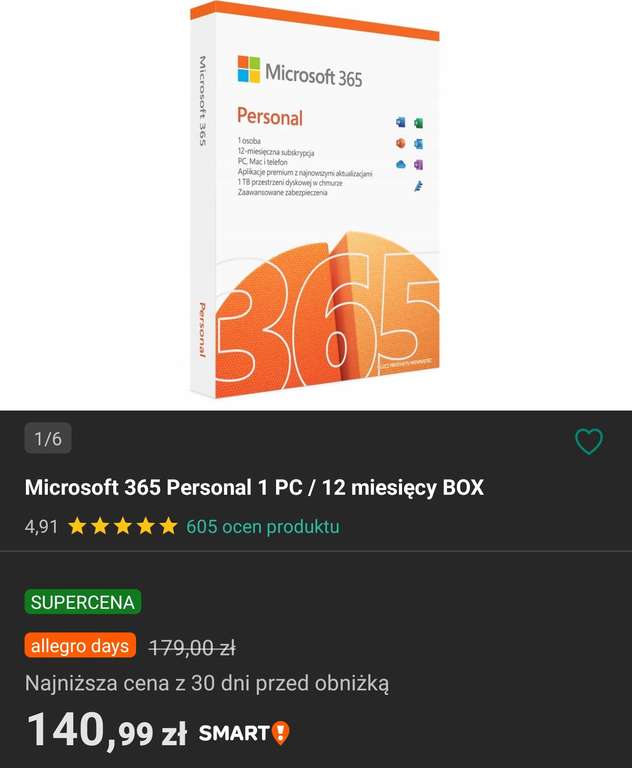 Microsoft Office 365 Personal Box (12 mies)