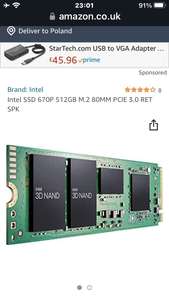 Intel SSD 670P 512GB M.2 80MM PCIE 3.0 RET SPK