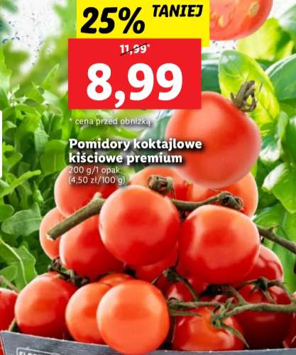 Pomidory koktajlowe 200g, 45zł/kg, @Lidl
