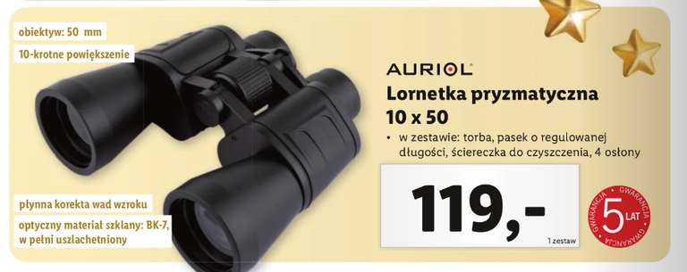 Lornetka Auriol 10x50 w Lidl