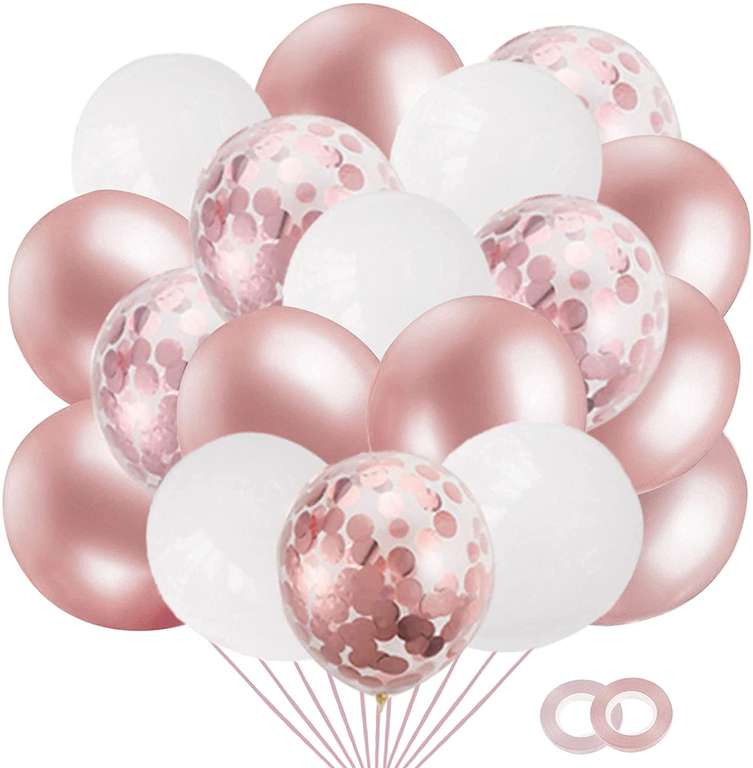 50 sztuk balonów, lateksowe balony konfetti w kolorze różowego złota, na urodziny, wesele, baby shower, dekoracja (ok. 30 cm)
